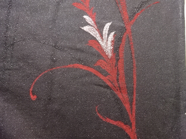  大正ロマン　紗 草葉模様織り出し着物